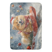 雪のクリスマスを許すそりにチョウの犬 バスマット (正面縦)