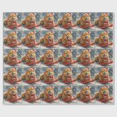 雪のクリスマスを許すそりにチョウの犬 ラッピングペーパー (フラット)