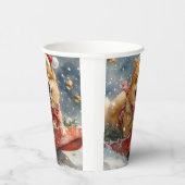 雪のクリスマスを許すそりにチョウの犬 紙コップ (右)