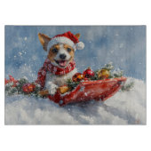 雪のクリスマスを許すそりにネズミのテリア犬 カッティングボード (正面)
