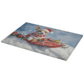 雪のクリスマスを許すそりにネズミのテリア犬 カッティングボード (角)
