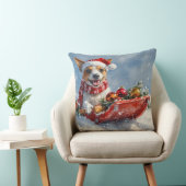 雪のクリスマスを許すそりにネズミのテリア犬 クッション (椅子)