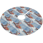 雪のクリスマスを許すそりにネズミのテリア犬 ブラッシュドポリエステルツリースカート (アングル)