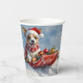 雪のクリスマスを許すそりにネズミのテリア犬 紙コップ (裏面)