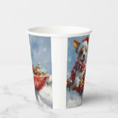雪のクリスマスを許すそりにネズミのテリア犬 紙コップ (右)