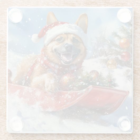 雪のクリスマスを許すそりにベルギーのマリノイ ガラスコースター (裏面)