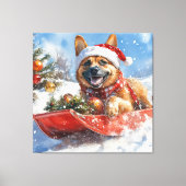 雪のクリスマスを許すそりにベルギーのマリノイ キャンバスプリント (正面)