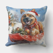 雪のクリスマスを許すそりにベルギーのマリノイ クッション (正面)