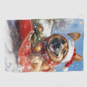 雪のクリスマスを許すそりにベルギーのマリノイ ゴルフタオル (横)