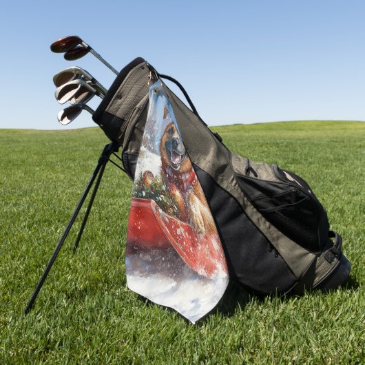 雪のクリスマスを許すそりにベルギーのマリノイ ゴルフタオル (グリーン)