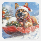 雪のクリスマスを許すそりにベルギーのマリノイ スクエアシール (正面)