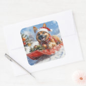 雪のクリスマスを許すそりにベルギーのマリノイ スクエアシール (封筒)