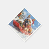 雪のクリスマスを許すそりにベルギーのマリノイ スタンダードカクテルナプキン (角)