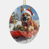 雪のクリスマスを許すそりにベルギーのマリノイ セラミックオーナメント (右)