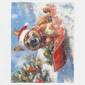 雪のクリスマスを許すそりにベルギーのマリノイ フリースブランケット (正面)