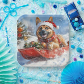 雪のクリスマスを許すそりにベルギーのマリノイ ペーパープレート (パーティー)