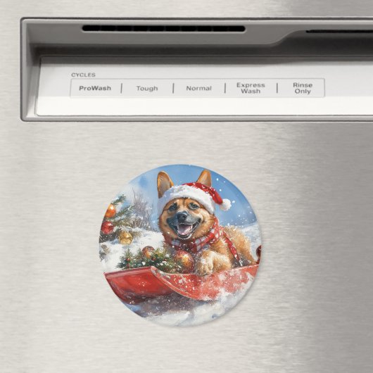 雪のクリスマスを許すそりにベルギーのマリノイ マグネット (インサイチュ (食洗機))