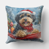 雪のクリスマスを許すそりにベルネドードルドッグ クッション (裏面)