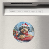 雪のクリスマスを許すそりにベルネドードルドッグ マグネット (インサイチュ (食洗機))