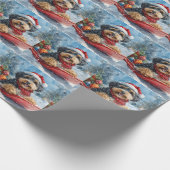 雪のクリスマスを許すそりにベルネドードルドッグ ラッピングペーパー (角)