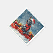 雪のクリスマスを許すそりに大きなダン犬 スタンダードカクテルナプキン (角)