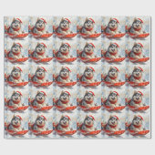 雪のクリスマスを許すそりのアラスカンマレー ラッピングペーパー (フラット)