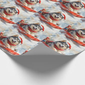 雪のクリスマスを許すそりのアラスカンマレー ラッピングペーパー (角)