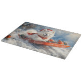 雪のクリスマスを許すそりのサモイド犬 カッティングボード (角)