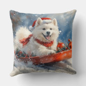 雪のクリスマスを許すそりのサモイド犬 クッション (裏面)