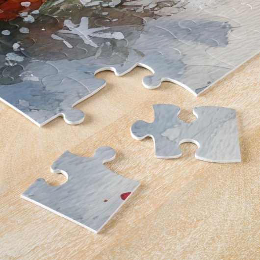 雪のクリスマスを許すそりのサモイド犬 ジグソーパズル (側面)