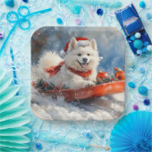 雪のクリスマスを許すそりのサモイド犬 ペーパープレート (パーティー)