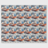 雪のクリスマスを許すそりのサモイド犬 ラッピングペーパー (フラット)