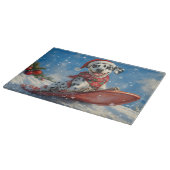 雪のクリスマスを許すそりのダルマチア犬 カッティングボード (角)