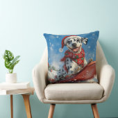 雪のクリスマスを許すそりのダルマチア犬 クッション (椅子)