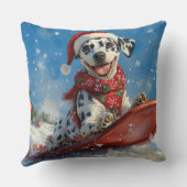 雪のクリスマスを許すそりのダルマチア犬 クッション (裏面)