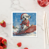 雪のクリスマスを許すそりのダルマチア犬 スタンダードカクテルナプキン (インサイチュ)