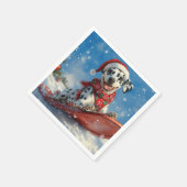 雪のクリスマスを許すそりのダルマチア犬 スタンダードカクテルナプキン (角)