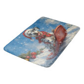 雪のクリスマスを許すそりのダルマチア犬 バスマット (アングル)