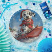 雪のクリスマスを許すそりのダルマチア犬 ペーパープレート (パーティー)