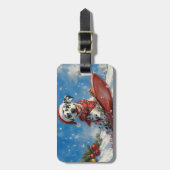 雪のクリスマスを許すそりのダルマチア犬 ラゲッジタグ (正面縦)