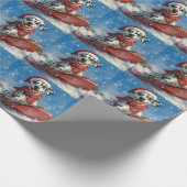 雪のクリスマスを許すそりのダルマチア犬 ラッピングペーパー (角)