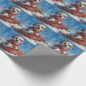 雪のクリスマスを許すそりのダルマチア犬 ラッピングペーパー (角)