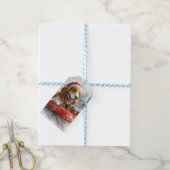 雪のクリスマスを許すそりのバスセットハウンド犬 ギフトタグ (より糸付き)