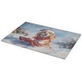 雪のクリスマスを許すそりのビーグル犬 カッティングボード (角)