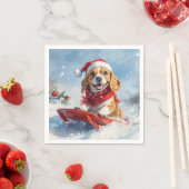 雪のクリスマスを許すそりのビーグル犬 スタンダードカクテルナプキン (インサイチュ)