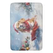 雪のクリスマスを許すそりのビーグル犬 バスマット (正面縦)