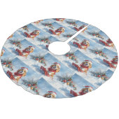 雪のクリスマスを許すそりのビーグル犬 ブラッシュドポリエステルツリースカート (アングル)