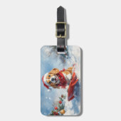 雪のクリスマスを許すそりのビーグル犬 ラゲッジタグ (正面縦)