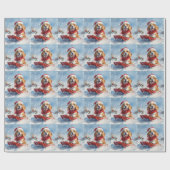 雪のクリスマスを許すそりのビーグル犬 ラッピングペーパー (フラット)