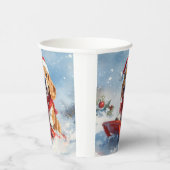 雪のクリスマスを許すそりのビーグル犬 紙コップ (右)